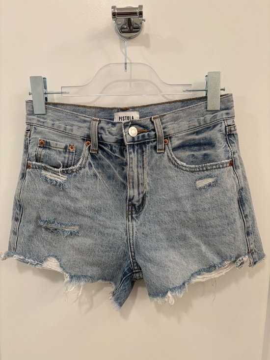 pistola Pants - Pistola Distressed High Rise Denim Shorts Size 25